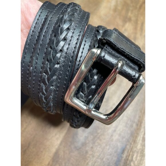 Unbranded Mens Black‎ Braided Genuine Leather Belt Size XL Western - Picture 1 of 9